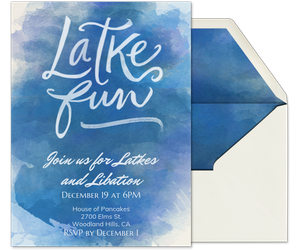 Latke Fun Blue Invitation