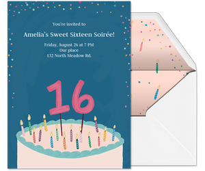 16th Cake by Slightly Stationery Invitation
