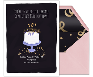18th Cake by Slightly Stationery Invitation