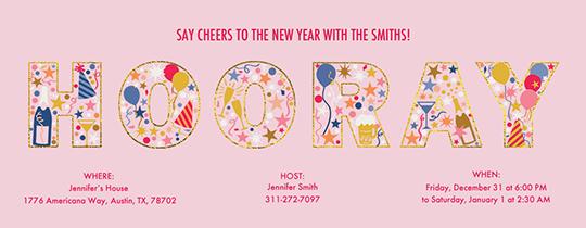 Hooray Icon Pink Invitation Hooray Icon Pink Invitation