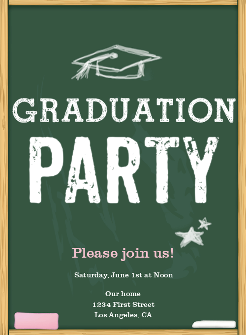 Chalkboard graduation invitation