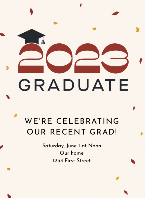 2025 Red Confetti Graduation graduation invitation