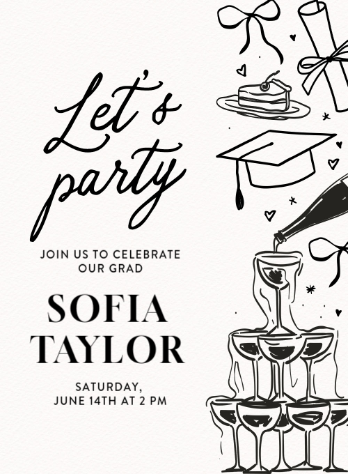 Degree Doodles graduation invitation