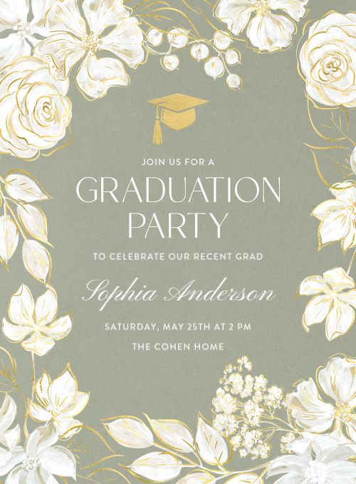 Blooming Roses Graduation graduation invitation
