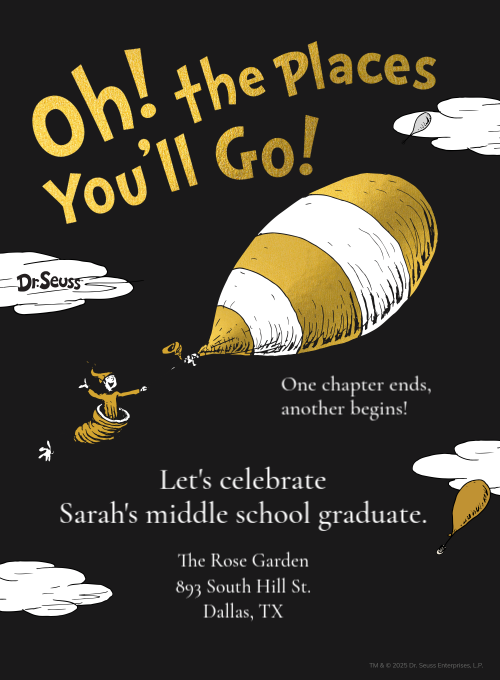 Dr. Seuss 0014 New Chapters graduation invitation