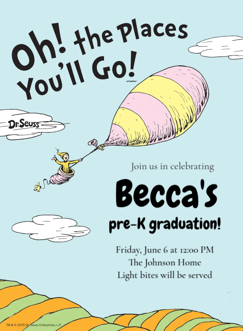Dr. Seuss 0013 People and Places graduation invitation