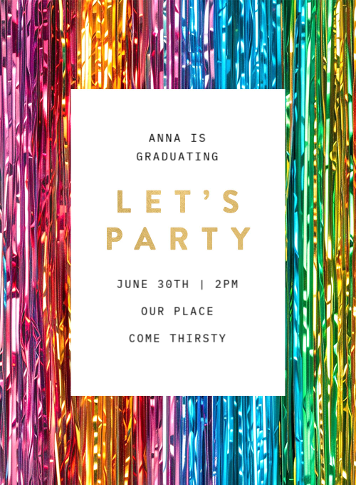 Rainbow Streamers Graduation graduation invitation