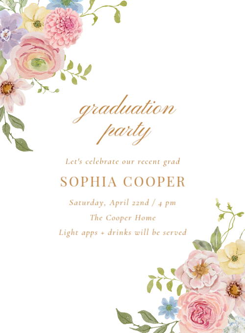 Joyful Blooms Graduation graduation invitation
