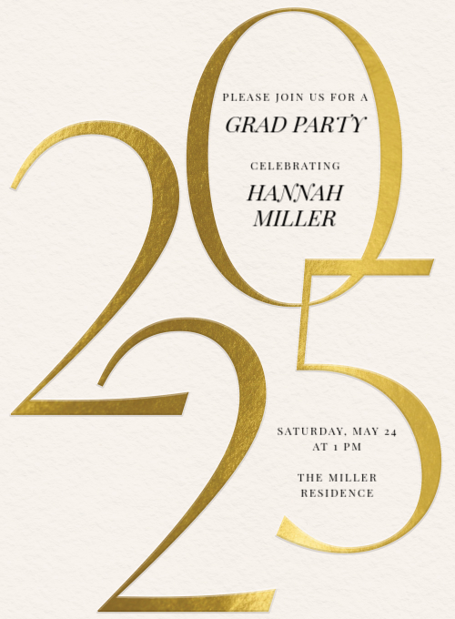 Gold Number Graduation graduation invitation
