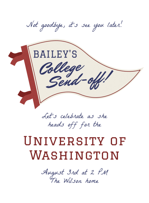 Varsity Pennant graduation invitation