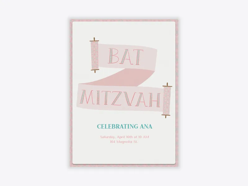 Bat Torah Scroll - bar_bat_mitzvah - Invitation