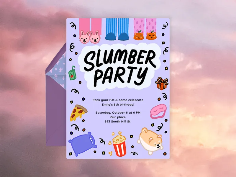 BFF Sleepover Party 8th Birthday - kids_and_teens - Invitation