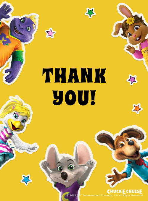 Chuck E. Cheese: Sticker Collection - thankyou_cards - Card
