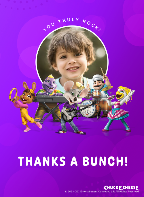Chuck E. Cheese: Munch's Make Believe Band (Photo) - thankyou_cards - Card