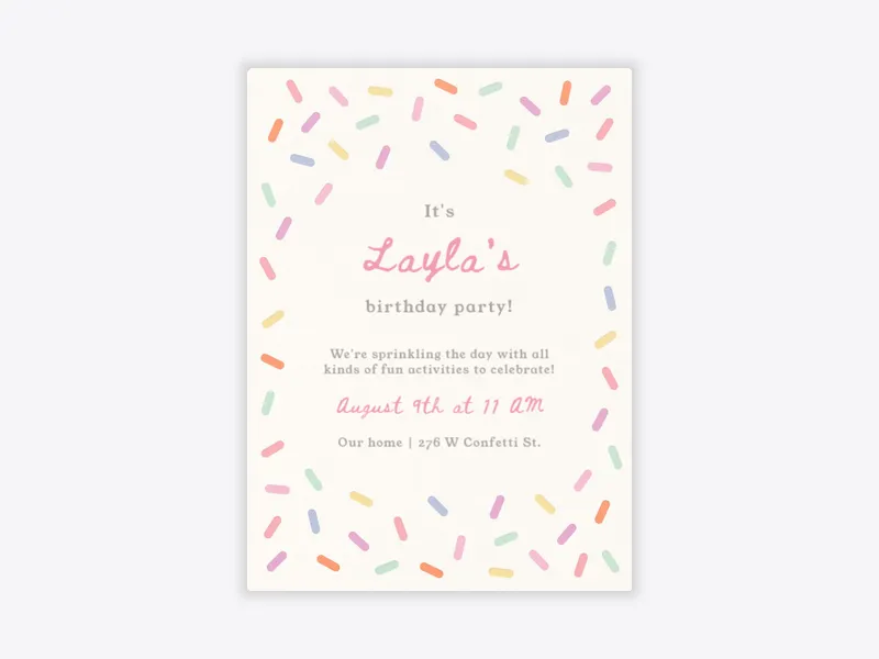 Confetti Sprinkles - kids_and_teens - Invitation