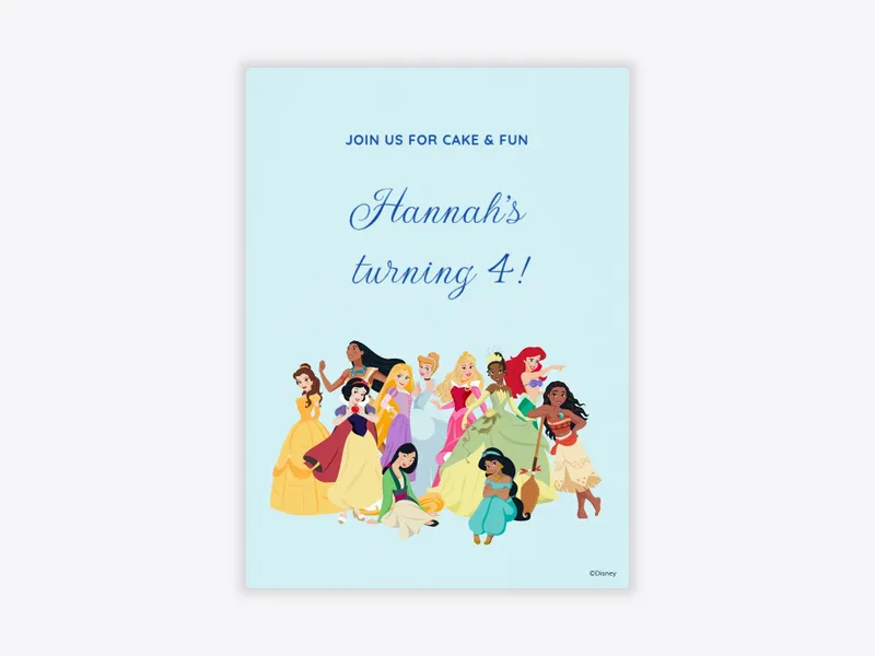 Disney: Princess Party 4th Birthday - featured - Invitation