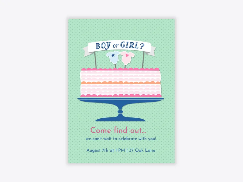 Gender Reveal Cake - gender_reveal - Invitation