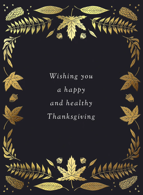 Gold Fall Leaves - thanksgiving_cards - Card