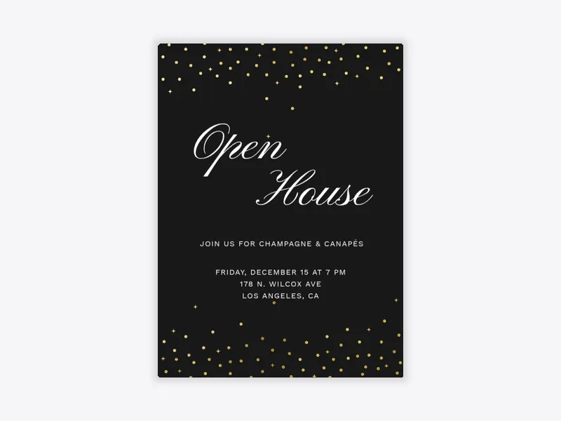 Gold Glitter Confetti - open_house - Invitation