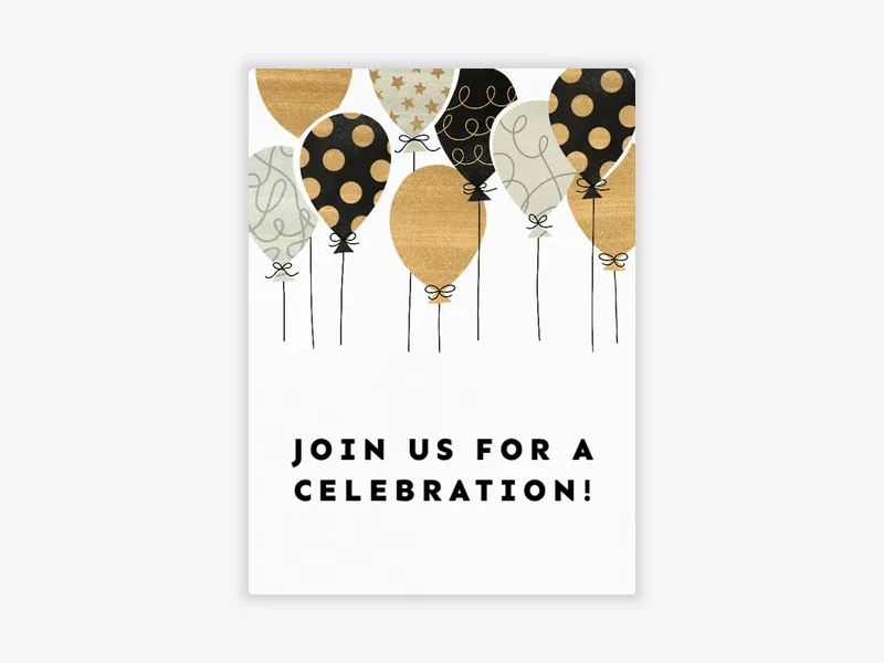 White Gold Print Balloons - retirement_farewell - Invitation