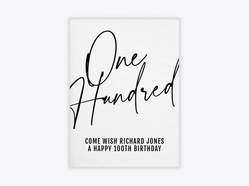 Handwritten 100th Birthday - 100th_birthday - Invitation