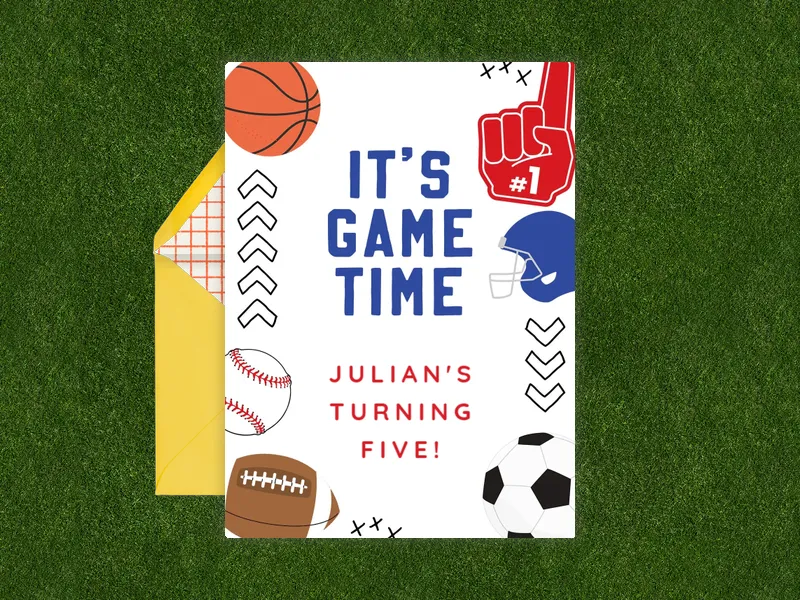 It’s Game Time 5th Birthday - featured - Invitation