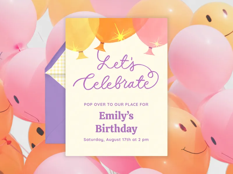 Let's Celebrate Balloons - teens - Invitation