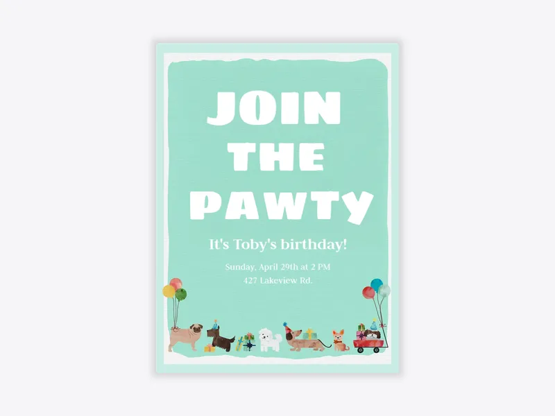 Pawty - pet_party - Invitation