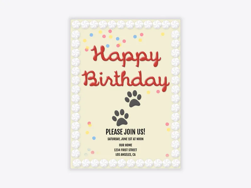 Paw Sheet Cake - pet_party - Invitation