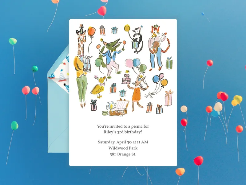 Picnicking Animals 3rd Birthday - 3rd_birthday - Invitation