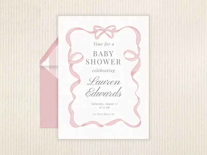 Pink Satin Bow - babies_kids - Invitation