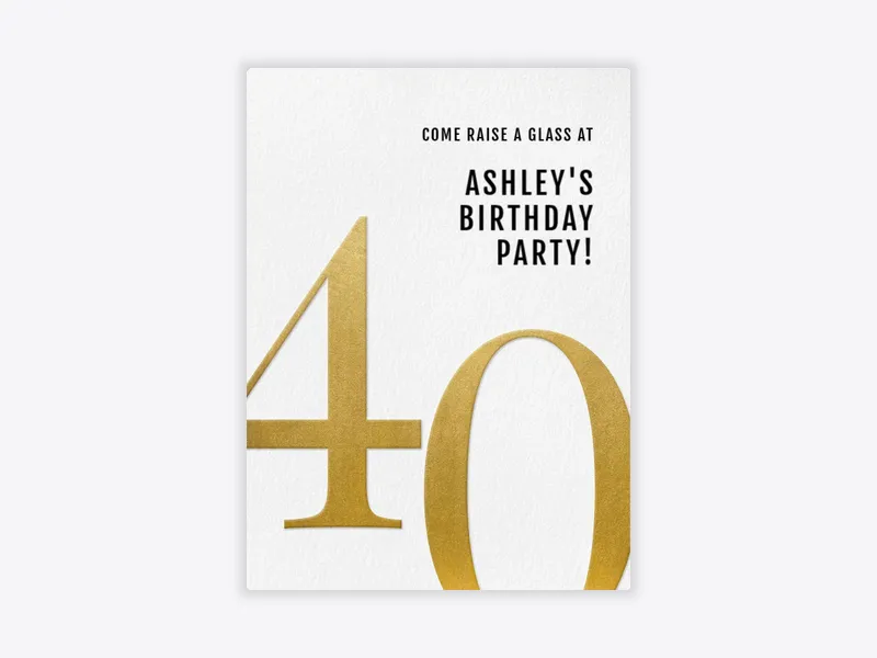 Sophisticated Classic Gold 40th Birthday - 40th_birthday - Invitation