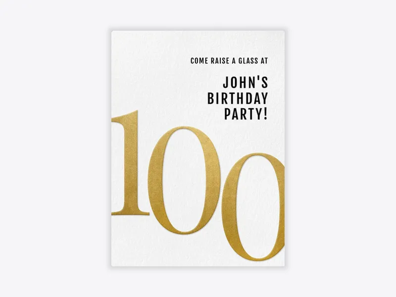 Sophisticated Classic Gold 100th Birthday - 100th_birthday - Invitation