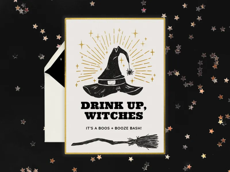 Spooky Sparkly Witches - halloween - Invitation