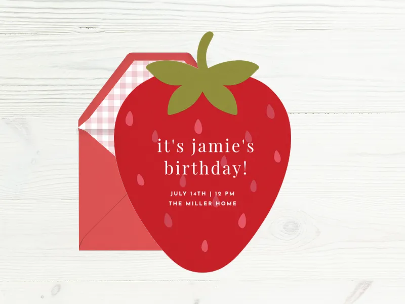 Strawberry Soirée - kids_summer_parties - Invitation