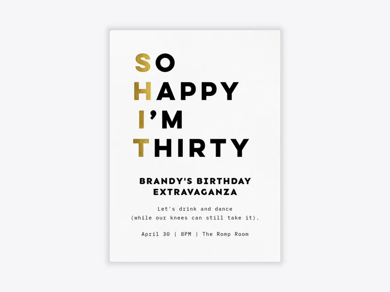 Swear It's Fine - 30th_birthday - Invitation