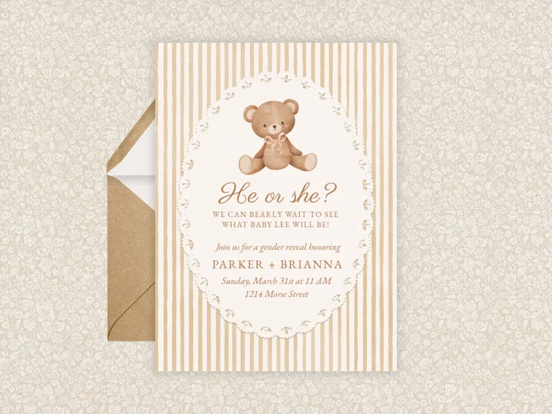 Sweet Teddy - gender_reveal - Invitation