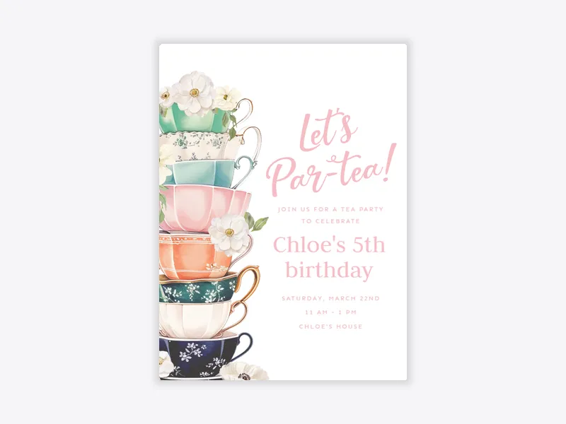 Teacup Stack - kids_tea_party - Invitation