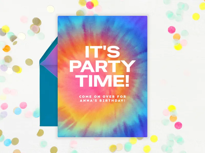 Tie-Dye Party Time - kids - Invitation