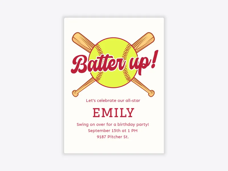 Red Up to Bat - kids_baseball - Invitation