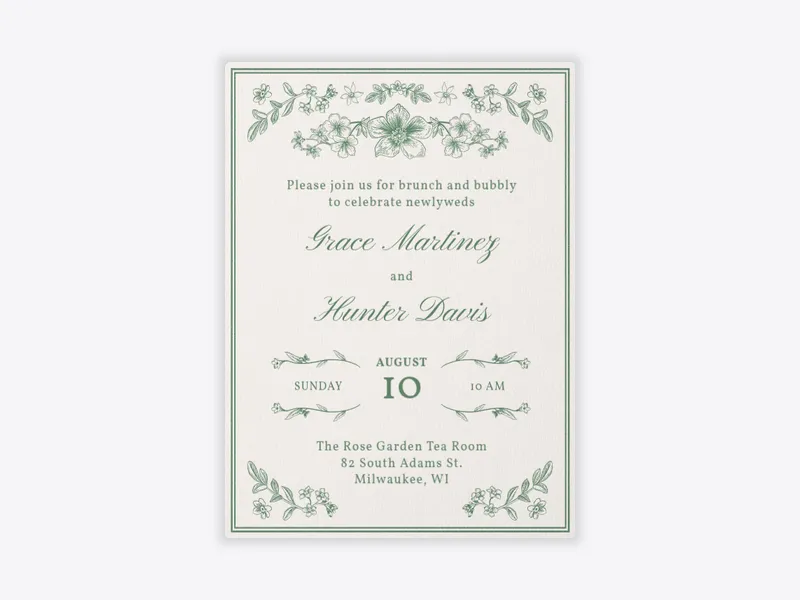 Vintage Embossed Florals - post_wedding_brunch - Invitation