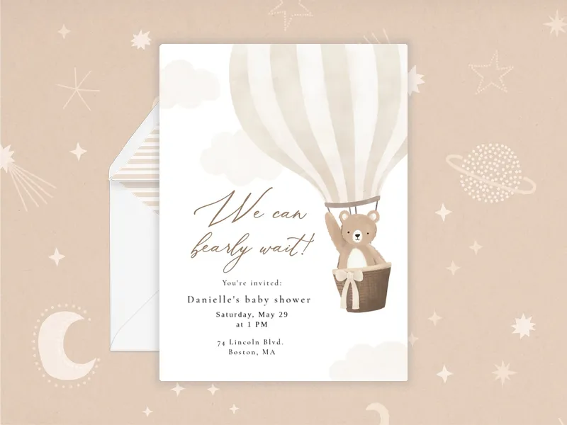 Watercolor Balloon Bear - baby_sprinkle - Invitation