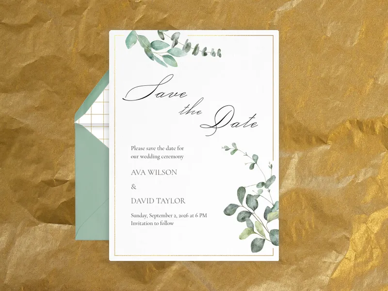 Watercolor Eucalyptus - baby_save_the_date - Invitation