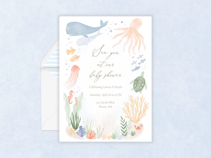 Watercolor Sea Life - featured - Invitation