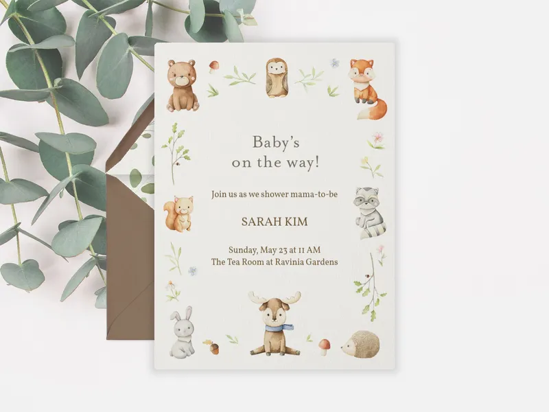 Watercolor Woodland Border - featured - Invitation
