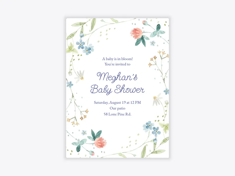 Watercolor Wildflowers - baby - Invitation