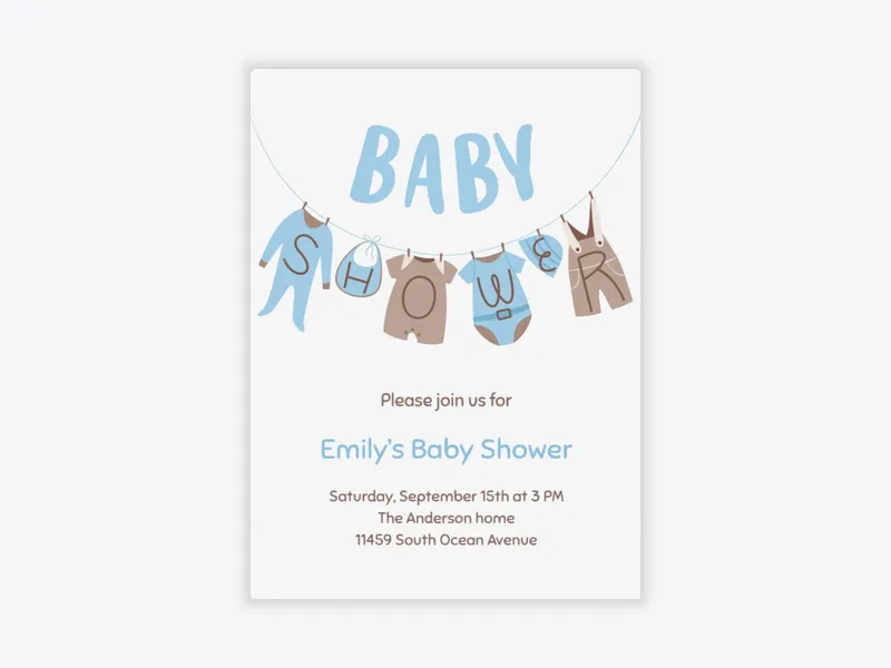 Blue Baby Clothesline - babies_kids - Invitation