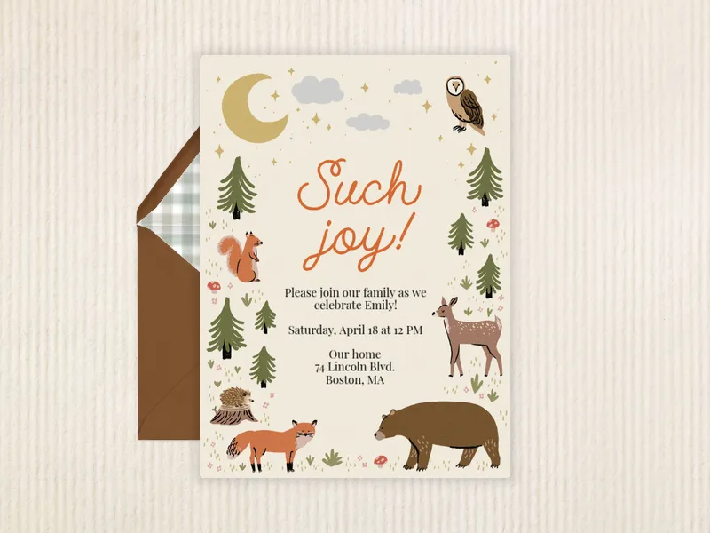 Baby Woodland Creatures - babys_first - Invitation