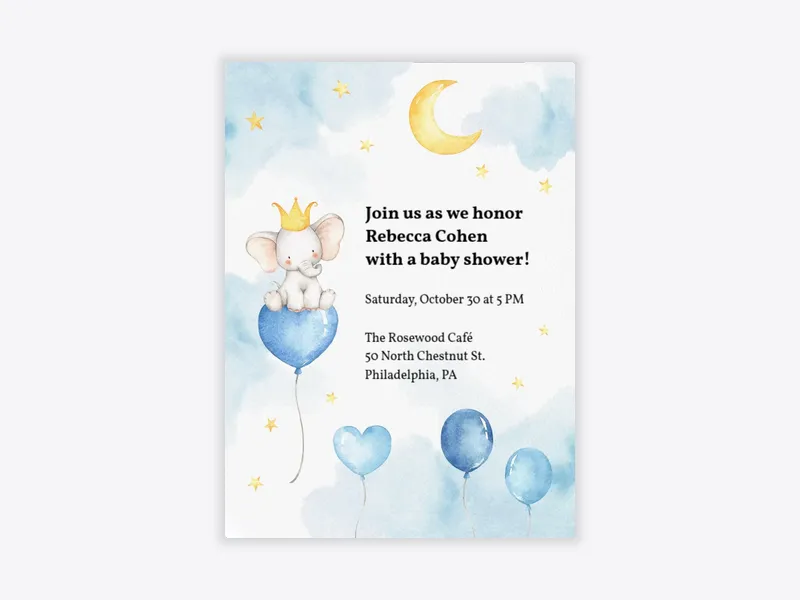 Baby Blue Elephants - baby_shower - Invitation