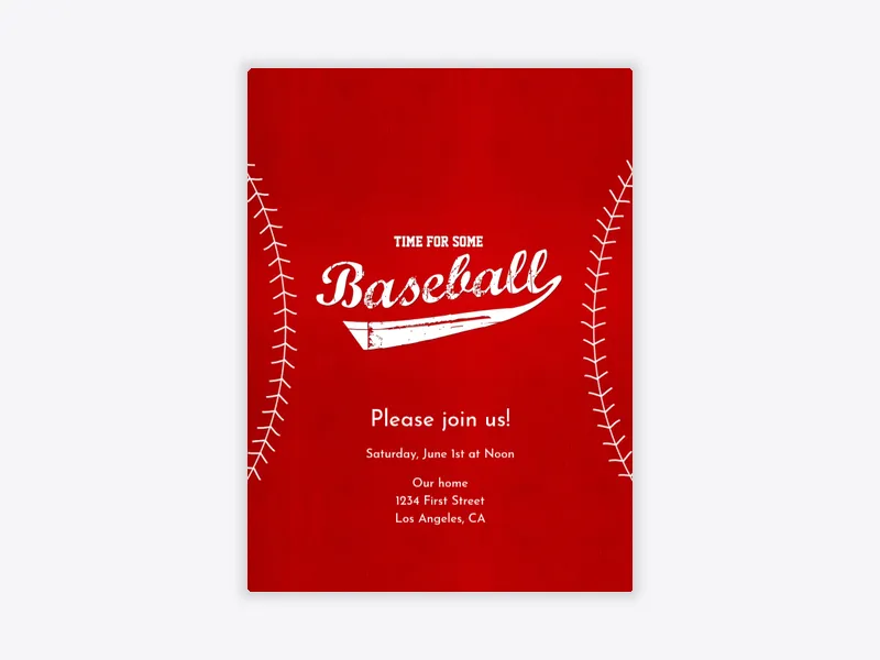 Baseball Red - baseball - Invitation
